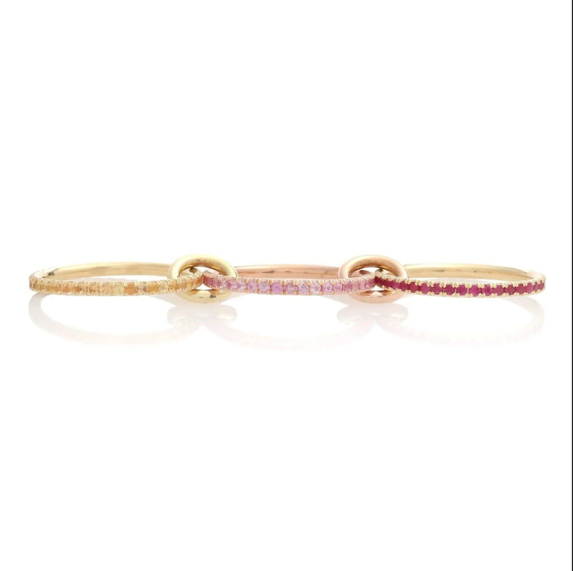 18K gold vermeil ring with 3 layers of pink and yellow cubic zirconia