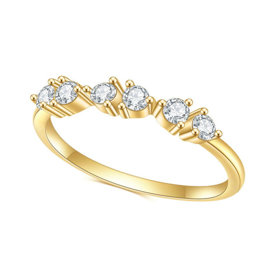 Half eternity cubic zirconia ring in 18K gold vermeil