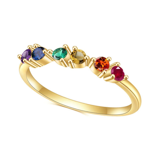 Rainbow gemstones in a half eternity 18K gold vermeil band
