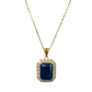 Blue Sapphire necklace with cubic zirconia border on 18K Gold vermeil necklace