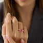 Pink oval gemstone with marquise cubic zirconia pave in 18K gold vermeil